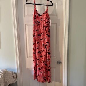 Pink and Black Floral maternity Maxi Dress